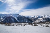Vue sur le domaine Abriès ensoleillé