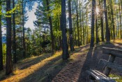 coucher de soleil sur banc