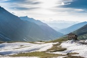 Le col Agnel côté français : coucher de soleil