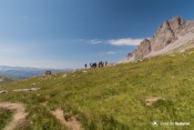 randonneurs devant crete rasis depuis sentier peas