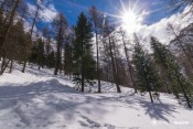 soleil dans descente depuis croix curlet